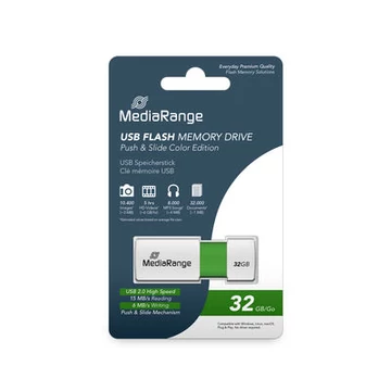 MediaRange Color Edition pendrive 32GB USB 2.0 - zöld-fehér