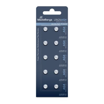 MediaRange Premium alkáli gombelem készlet AG4/LR626 1,5V - ezüst (10db)