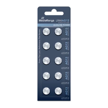 MediaRange alkáli gombelem AG13 LR44 1.5V - 10 db
