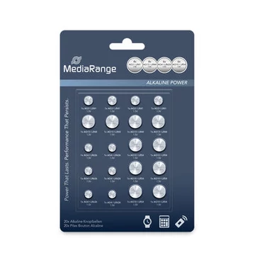 MediaRange Premium Alkáli Gombelem készlet AG3/AG4/AG10/AG13 (20db)