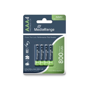 MediaRange AAA HR03 800mAh tölthető elem - 4 db