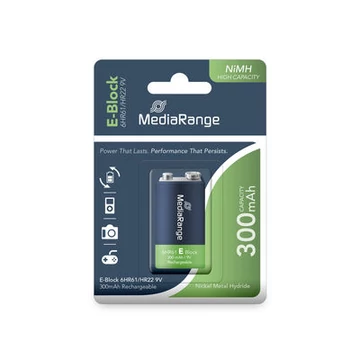 MediaRange 9V újratölthető NiMH akkumulátor 300mAh