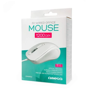 Omega OM441W vezetékes egér 3D 1200 DPI USB 1,5m - fehér