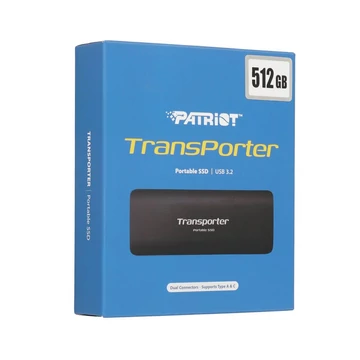 Patriot TRANSPORTER külső SSD 512GB USB-A + USB-C 3.2 Gen 2 1000/1000 MB/s - fekete
