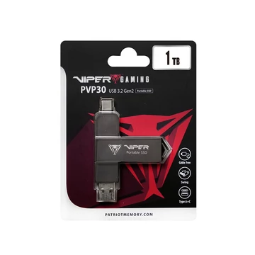 Patriot VIPER PVP30 külső SSD 1TB USB-A + USB-C 3.2 Gen 2 1000 MB/s - fekete