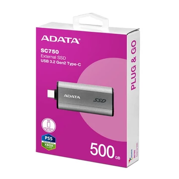 ADATA SC750 külső SSD 500GB USB 3.2 Gen2 Type-C (1050/1000 MB/s) - szürke