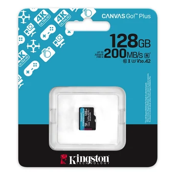 Kingston Canvas Go! Plus microSDXC 128GB UHS-I A2 U3 Class 10 (200/160 MB/s) - kék (SDCG4/128GBSP)