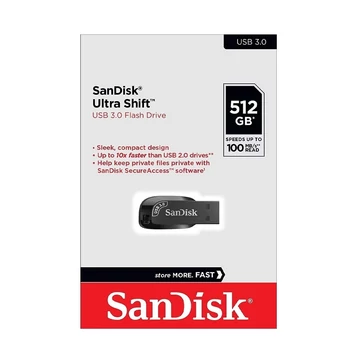 SanDisk Ultra Shift pendrive 512GB USB 3.2 Gen1 100MB/s - fekete