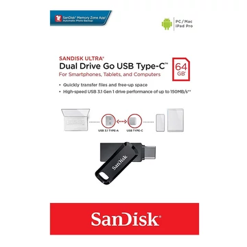 SanDisk Ultra Dual Drive Go pendrive 64GB USB 3.1 Type-C - fekete