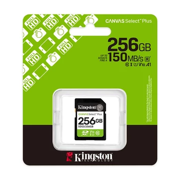 Kingston Canvas Select Plus SDXC 256GB Class 10 UHS-I U1 V10 memóriakártya 150 MB/s olvasási sebességgel - fekete (SDS3/256GB)