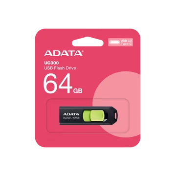 ADATA UC300 pendrive 64GB USB-C 3.2 Gen1 100 MB/s - fekete/zöld