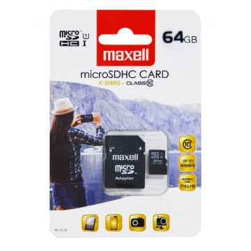 Maxell 64GB Micro SDXC Memóriakártya Class 10 + Adapter - 854988.00.GB