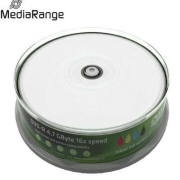 MediaRange DVD-R 16X Nyomtatható Felületű Lemez Cake (25) - MR407