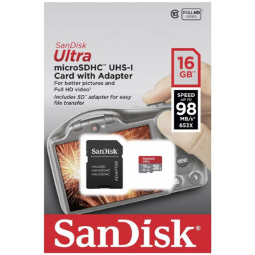 SanDisk Ultra 16GB Micro SDHC Memóriakártya A1 UHS-I Class 10 + Adapter (SDSQUAR-016G-GN6IA) - SDSQUAR_016G_GN6IA