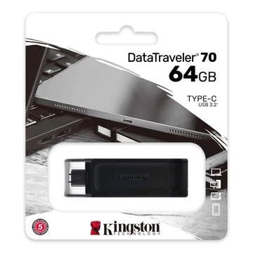 Kingston DataTraveler DT70 pendrive 64GB USB Type-C 3.2 Gen1 - fekete