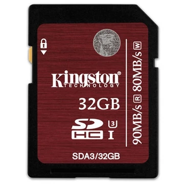 Kingston 32GB SDHC Memóriakártya U3 Class 10 (90/80 Mb/S) (SDA3/32GB) - SDA3_32GB