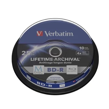 Verbatim M-Disc BD-R 4X 25 GB Nyomtatható Blu-Ray lemez - Cake (10) (D2562)