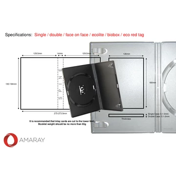 Amaray D1550 DVD tok szimpla 14 mm - fekete