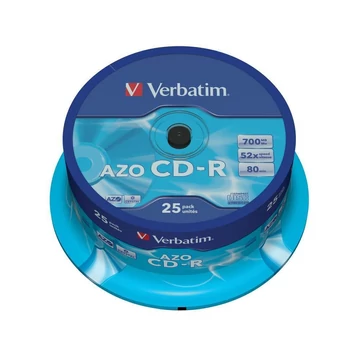 Verbatim CD-R 52X lemez Crystal AZO réteggel 700MB - 25db cake (D1520)