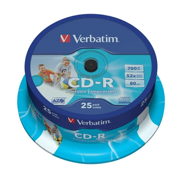 Verbatim CD-R 52X Teljes Felületén Nyomtatható Lemez - Cake (25) - 43439