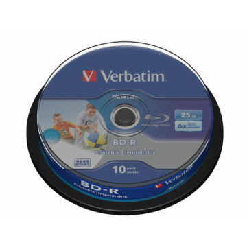 Verbatim BD-R Datalife 25 gB 6X Teljes Felületén Nyomtatható Blu-Ray Lemez - Cake (10) - 43804