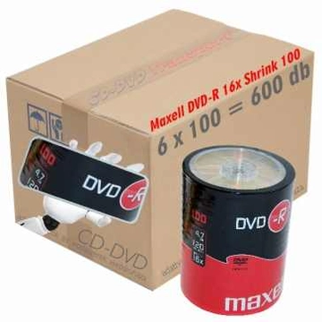 Maxell DVD-R 16X Lemez, Shrink 6X100 + Ajándék Maxell Headphones Stereo Eb-95 - D380