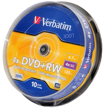 Verbatim DVD+RW 4X újraírható lemez 4,7GB - Cake (10) (D1246)
