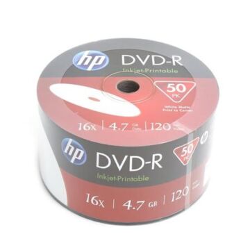 HP DVD-R 16X Teljes Felületén Nyomtatható Lemez, Shrink (50) - D1596