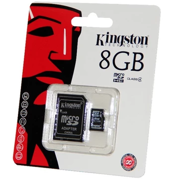 Kingston 8GB Micro SDHC Memóriakártya Class 4 + Adapter (SDC4/8GB) - SDC4_8GB