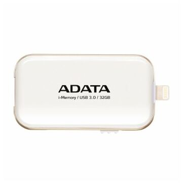 Adata I-Memory Ue710 32GB Pendrive USB 3.1 És Lightning Csatlakozóval, Apple iPhone És Ipad Készülékekhez - Fehér (AUE710-32G-CWH) - AUE710_32G_CWH
