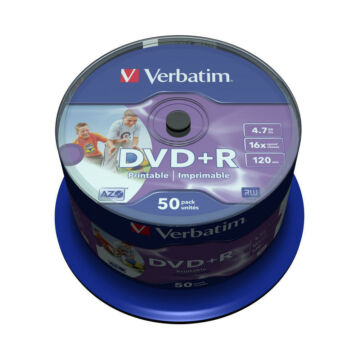 Verbatim DVD+R 16X Teljes Felületén Nyomtatható Lemez - Cake (50) - 43651