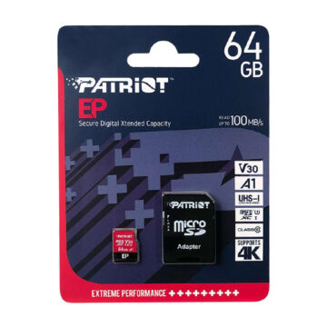 PATRIOT EP SERIES MICRO SDXC + ADAPTER 64GB CL10 UHS-I U3 A1 V30 (100/80 MB/s)
