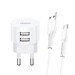 USAMS T20 hálózati töltő 2xUSB 2.1A - fehér (US-CC080)
