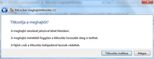 BitLocker titkosítás elkezdése