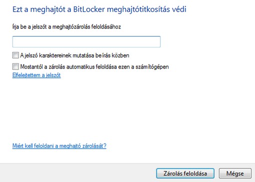 BitLocker zárolás feloldása