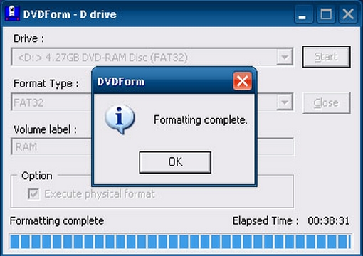 DVD-RAM formázása